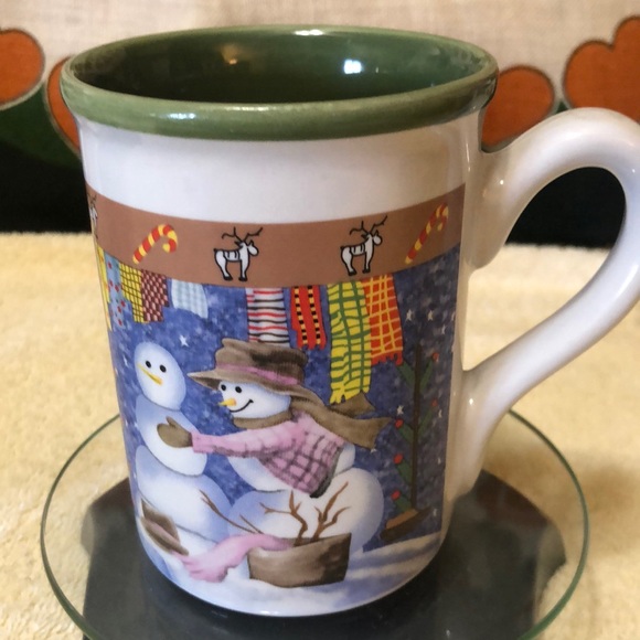 Vintage Greenbrier International, Snowman 16oz Stoneware Coffee Mug 4.75”x3.5” - Picture 1 of 6